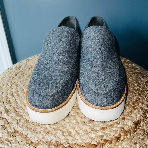 Vince Platform Zeta Grey Flannel Loafers - Picture 2 of 7